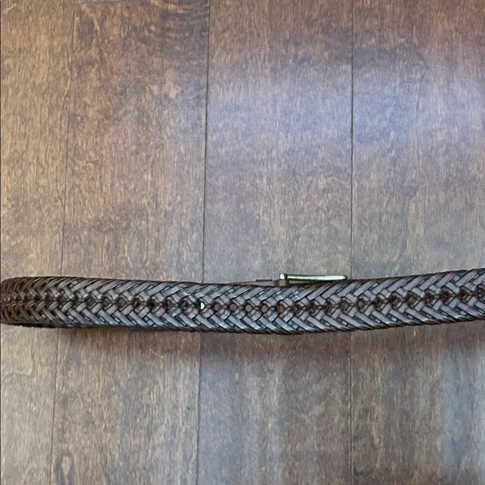 Dockers Braided Brown Belt with Brass Buckle, Adjustable Size L/XL